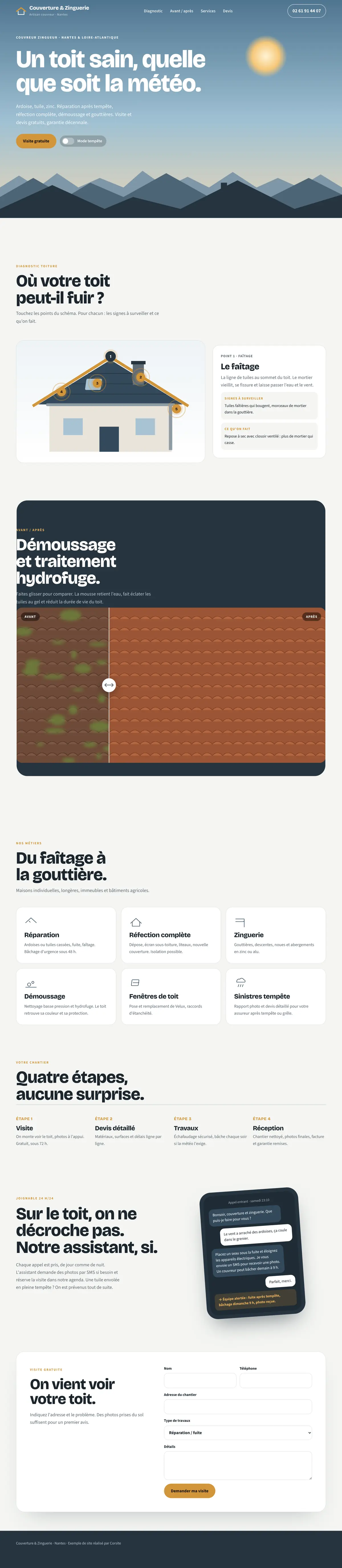 Aperçu de la page d'accueil de l'exemple Couverture
